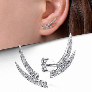 New 925 Sterling Silver White Sapphire Studs